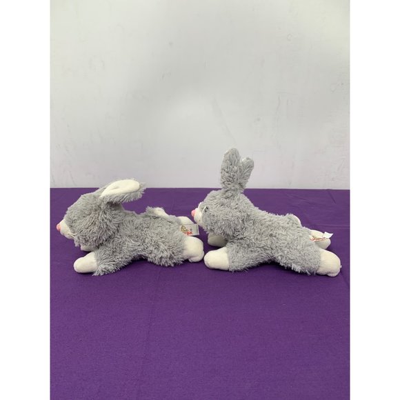 Unipak 2 Small Gray Bunnies7 Inches Long Plush Stuffed Animals - Picture 6 of 10